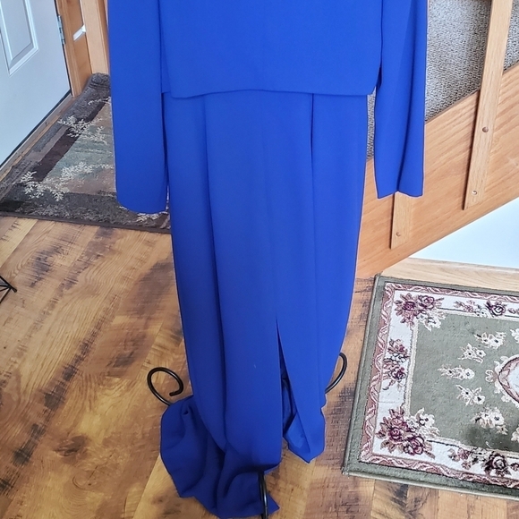 Rimini by Shaw Embellished 2 pc. Sleeveless Maxi Event Blue Sz. 6 Dress w Jacket - Picture 5 of 16